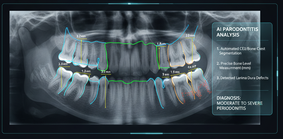Esempio di analisi IA su radiografia/CBCT per parodontite
